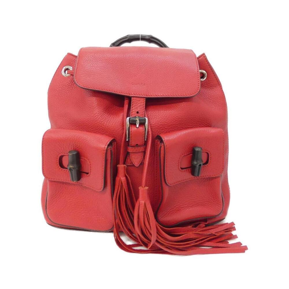 Gucci Bamboo Tassel Backpack bamboo top bamboo turnlocks Red